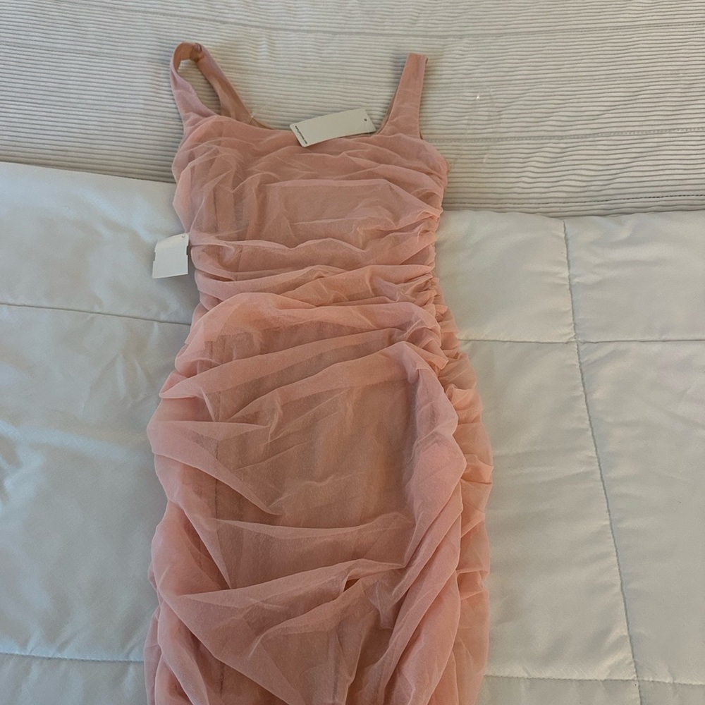Elegant Pink Ruched Dress